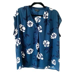 Banana Republic Blue Floral Sleeveless Blouse